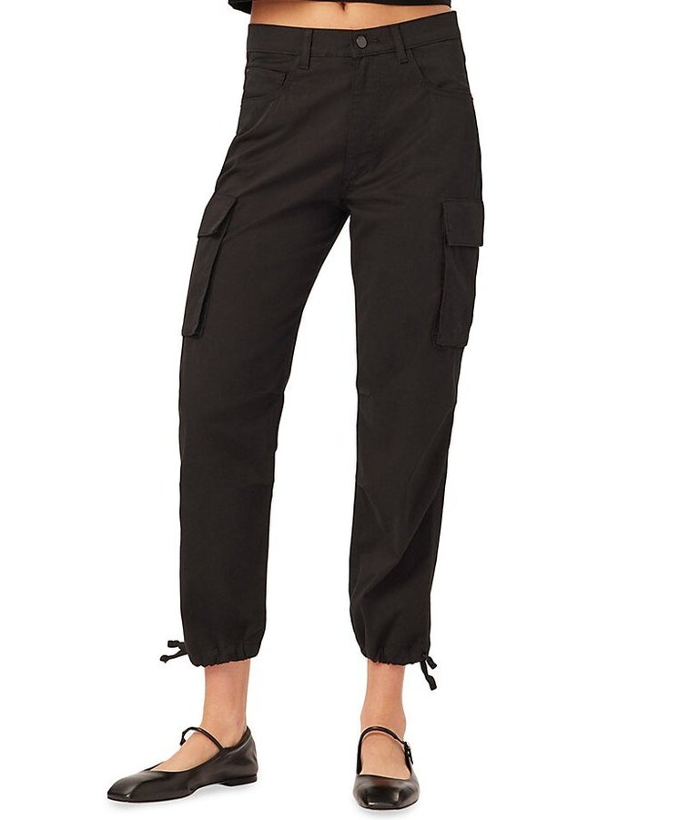 Women Gwen Jogger: Cargo Side Pockets Black (Twill) Pants - Black