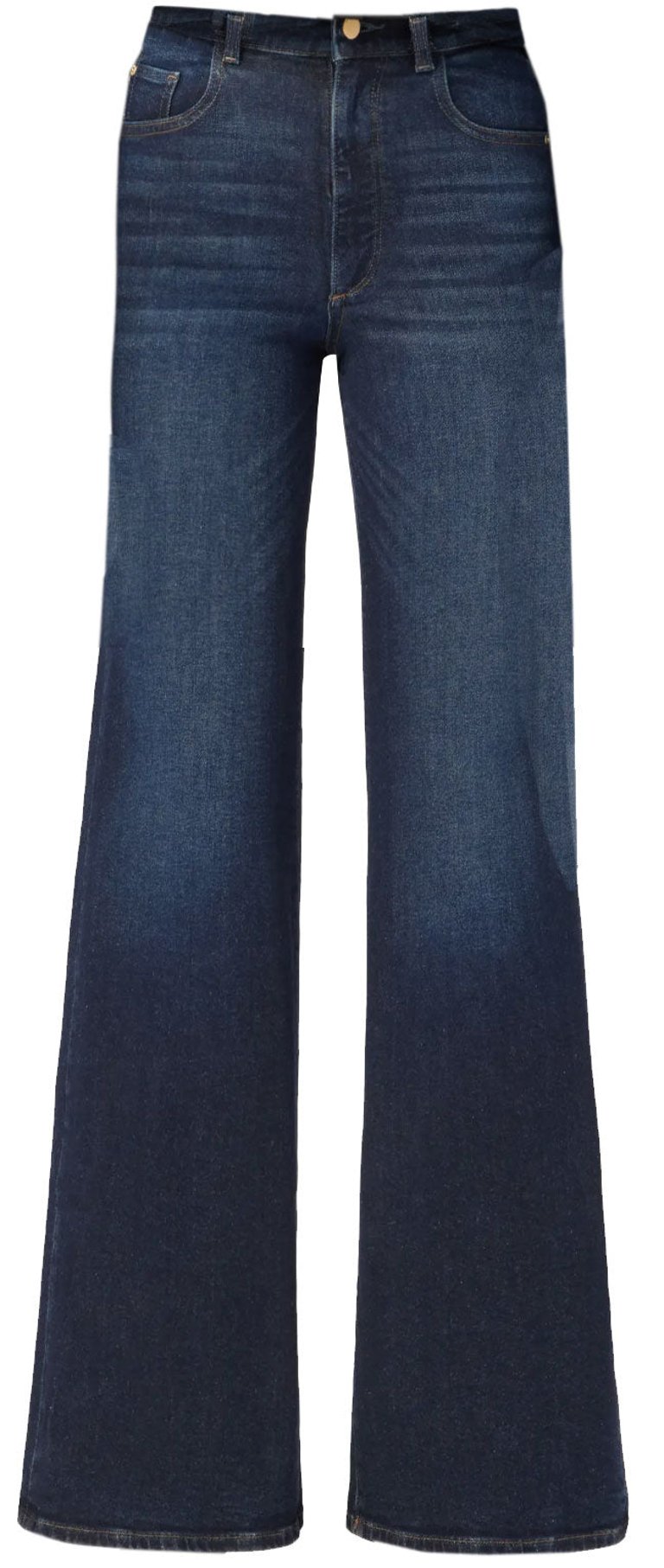Women Hepburn Wide Leg High Rise Vintage 32" Mediterranean Denim Jeans