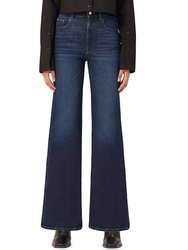 Women Hepburn Wide Leg High Rise Vintage 32" Mediterranean Denim Jeans - Blue