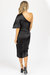 Asymmetric Satin Midi Dress In Black