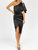 Asymmetric Satin Midi Dress In Black