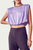 Cropped Stretch-Satin Wrap Top In Lilac - Lilac