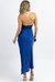 Crossover And Slit Maxi Dress In Blue