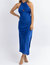 Crossover And Slit Maxi Dress In Blue - Blue