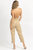 Halterneck Open Back Jumpsuit In Golden Beige