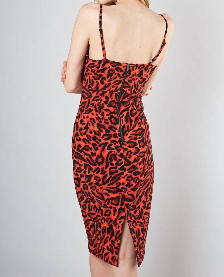 Leopard Midi Dress In Red