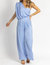 One Shoulder Drape Jumpsuit In Breeze Blue - Breeze Blue