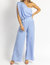 One Shoulder Drape Jumpsuit In Breeze Blue