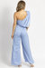 One Shoulder Drape Jumpsuit In Breeze Blue