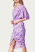 One-Shoulder Draped Asymmetric Dress In Lavender Multi