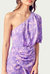 One-Shoulder Draped Asymmetric Dress In Lavender Multi