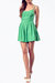 Open-Back Shirred Twill Romper In Green - Green