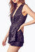 Plunging Cutout Satin-Jacquard Romper In Black