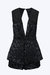 Plunging Cutout Satin-Jacquard Romper In Black - Black