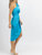 Satin One Shoulder Wrap Dress In Ocean Blue