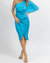 Satin One Shoulder Wrap Dress In Ocean Blue