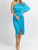 Satin One Shoulder Wrap Dress In Ocean Blue - Ocean Blue