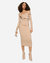 Kim Jersey Milano Rib Calf-Length Dress - Beige