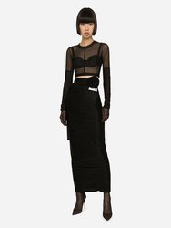 Kim Long Spandex Jersey Skirt With Belt - Black