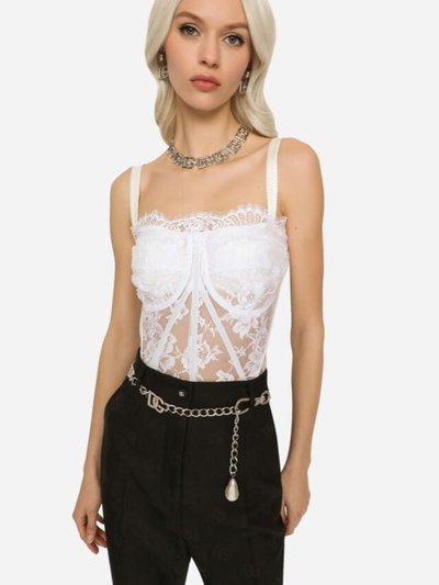 dolce_and_gabanna White Lace Bustier Top product