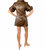 Everywhere Leather Dress With Puff Sleeves In Brown