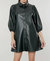 Everywhere Leather Dress With Puff Sleeves In Green - Green