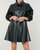 Everywhere Leather Dress With Puff Sleeves In Green