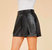 Faux Leather Pleated Shorts In Black - Black