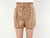 Faux Leather Shorts In Camel