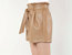 Faux Leather Shorts In Camel