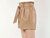 Faux Leather Shorts In Camel