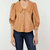 Hollie Faux Leather Blouse With Puff Sleeves In Amber - Amber