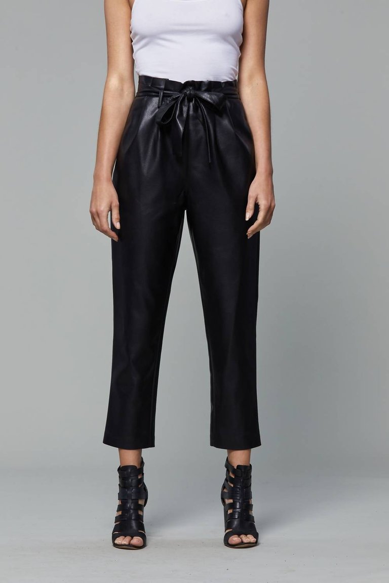 Leather Paperbag Pant In Black Vegan - Black Vegan