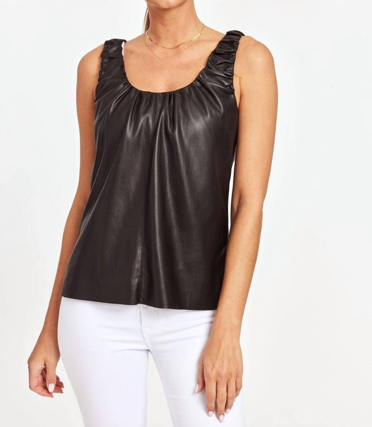 Living In Leather Tank Top In Black - Black