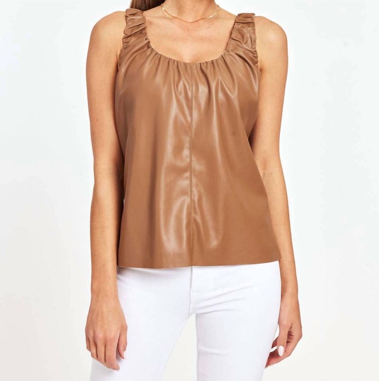 Living In Leather Tank Top In Camel