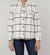 Puff Shoulder Windowpane Plaid Shirt Jacket In White/black