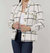 Puff Shoulder Windowpane Plaid Shirt Jacket In White/black - White/Black