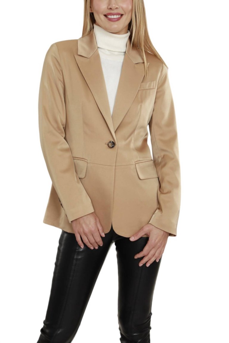 Satin Blazer In Champagne - Champagne