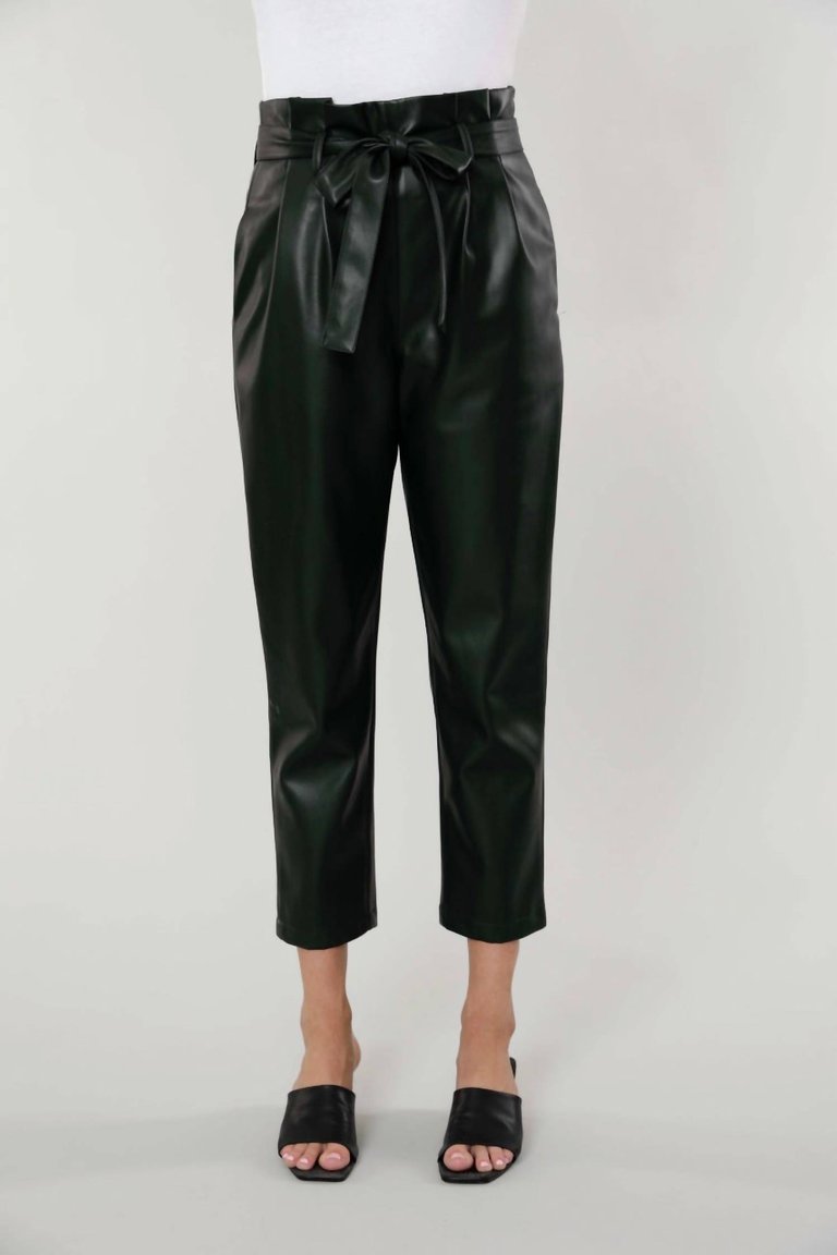 Uptown Paper Bag Pants In Green - Green