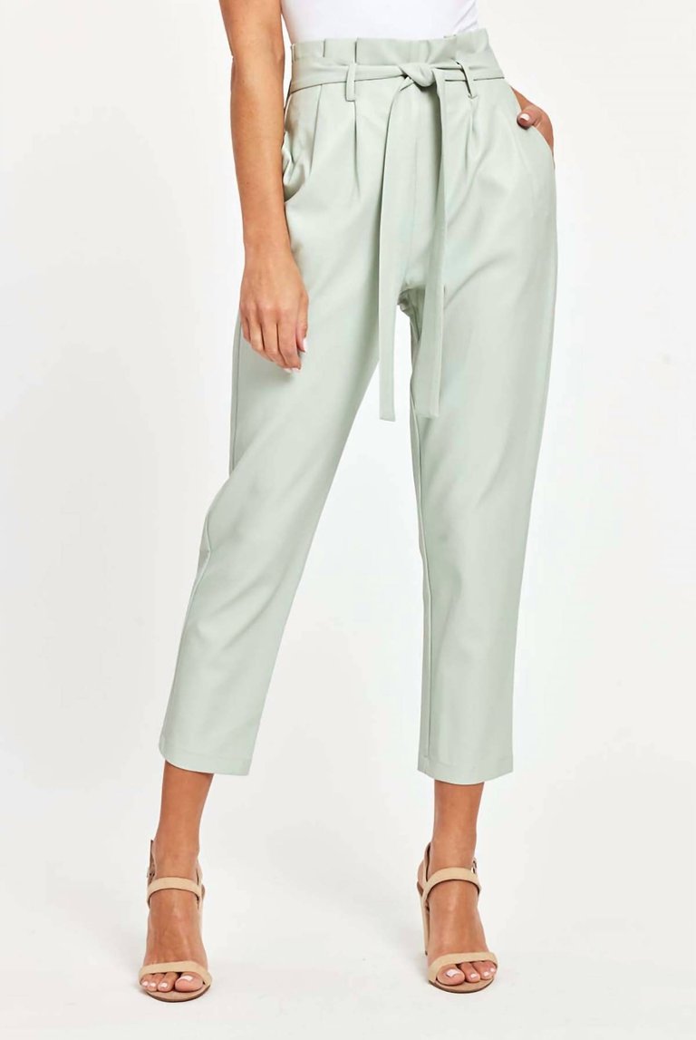 Uptown Paper Bag Pants In Mint - Mint