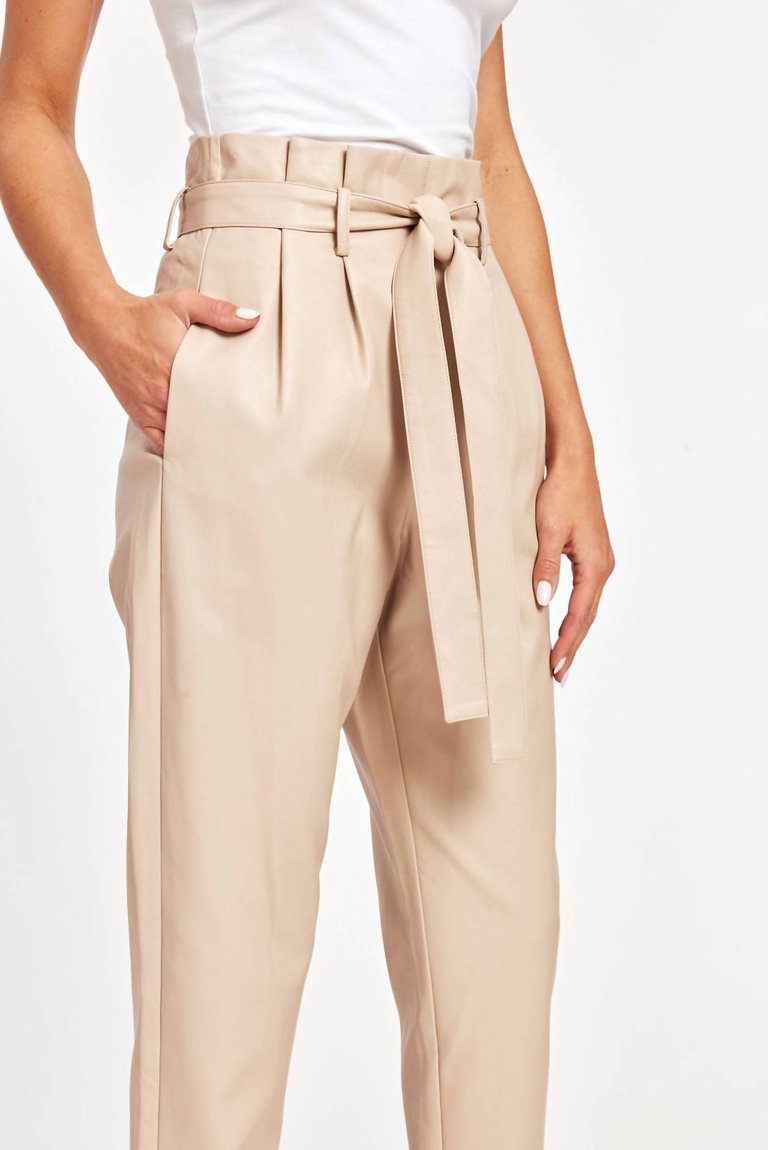 Uptown Paper Bag Pants In Oyster - Oyster