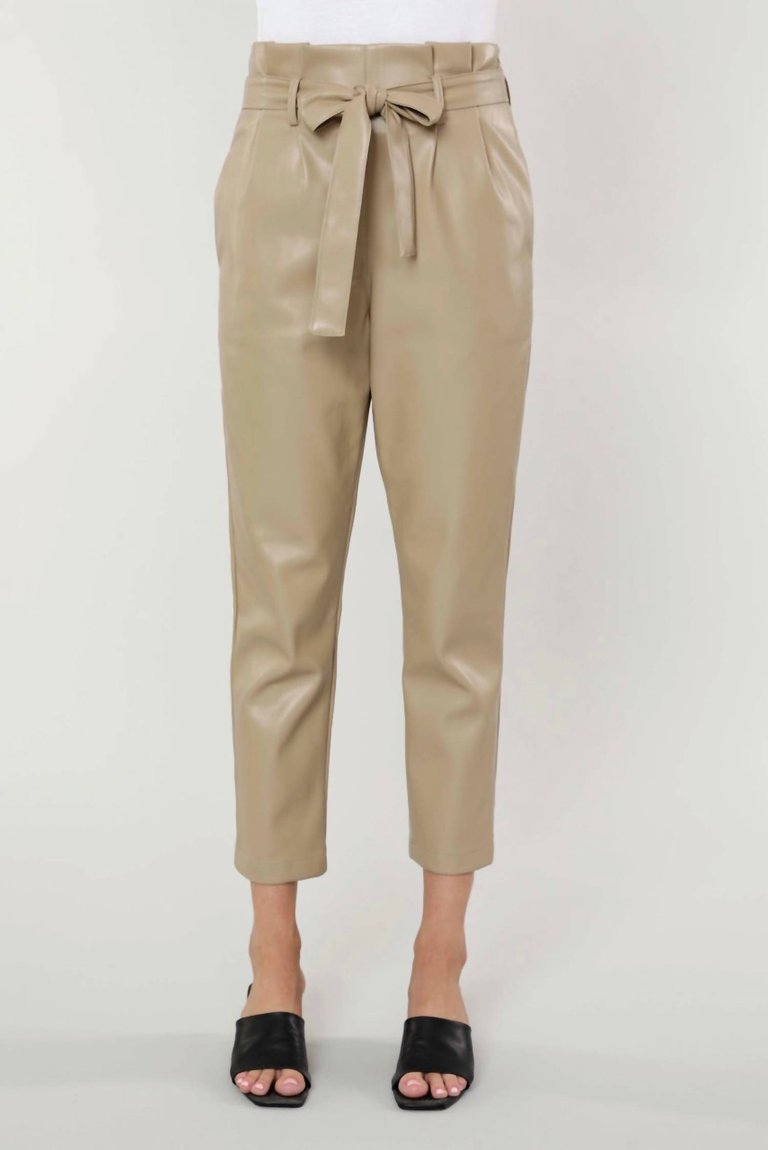 Uptown Paper Bag Pants In Taupe - Taupe