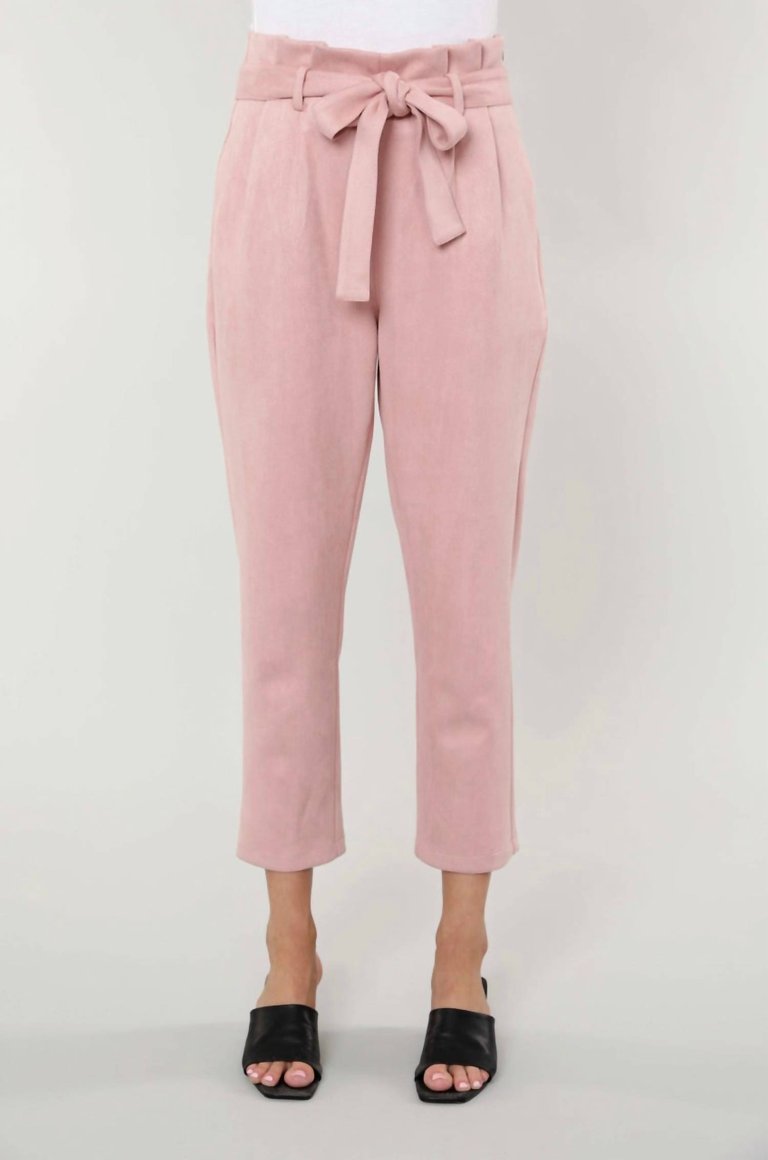 Uptown Suede Paper Bag Pants In Rose Suede - Rose Suede