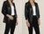 Vegan Ruched Sleeve Blazer In Black - Black