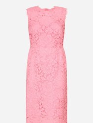 Branded Stretch Lace Calf-Length Dress