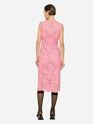Branded Stretch Lace Calf-Length Dress
