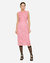 Branded Stretch Lace Calf-Length Dress - Pink