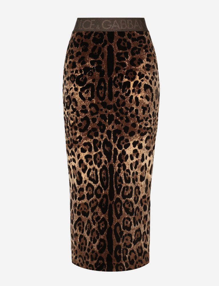 Calf Length Leopard Skirt - Leopard
