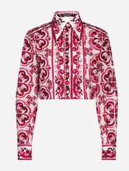 Cropped Majolica Print Poplin Shirt