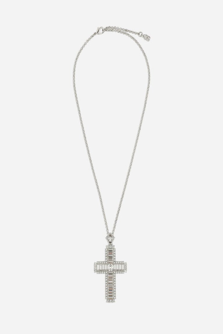 Kim Necklace With Rhinestone Crystal Cross - Crystal